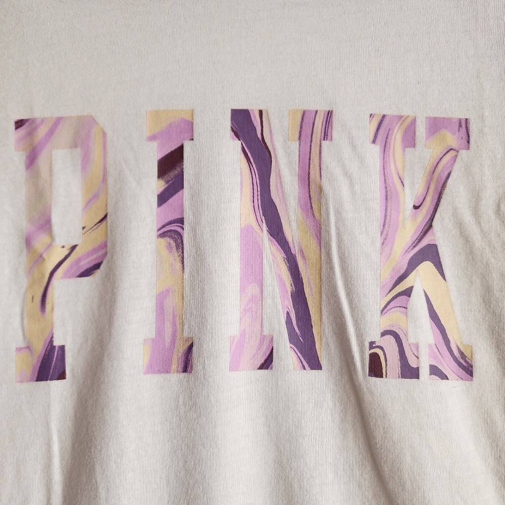 Victoria's secret PINK white and purple shirt 3/4 sleeve Size XS-Medium - Picture 2 of 10